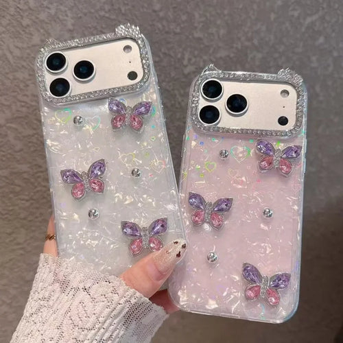Marble Diamond Butterfly iPhone Case